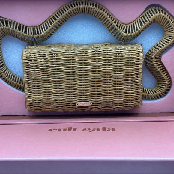 NWT Cult Gaia Elsa Natural Clutch Tan - Picture 5 of 6